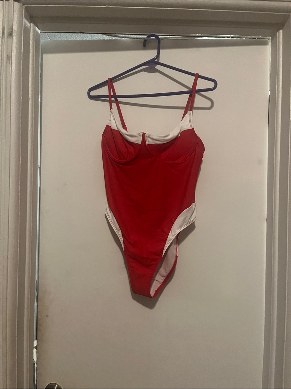 Wild Fable Red & White Colorblock One Piece Swimsuit M